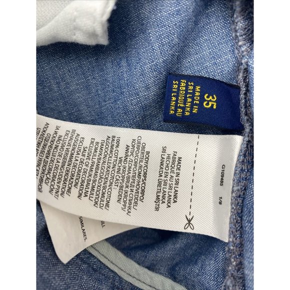 Polo Ralph Lauren Chambray Shorts Men's Size 35 Blue Cotton Flat Front - Picture 8 of 8